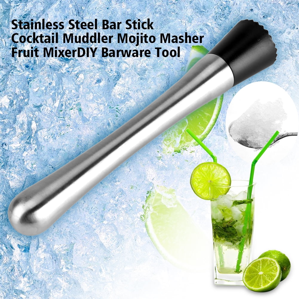 Stainless Steel Bar Mixer Spoon Bar Cocktail Muddler Drink Mojito F6G5 