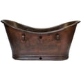 thumbnail image 5 of Premier Copper Products BTDR72DBOF 72 in. Hammered Copper Double Slipper Bathtub with Rings and Overflow Holes, 5 of 5