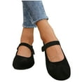 thumbnail image 4 of HWRETIE Ladies Fashion Shoes,Versatile Mary Style Buckle Strap Flat Shoes Ladies Trendy Comfortable Summer Vacation Flats Fashionable Womens Shoes Black, 4 of 6