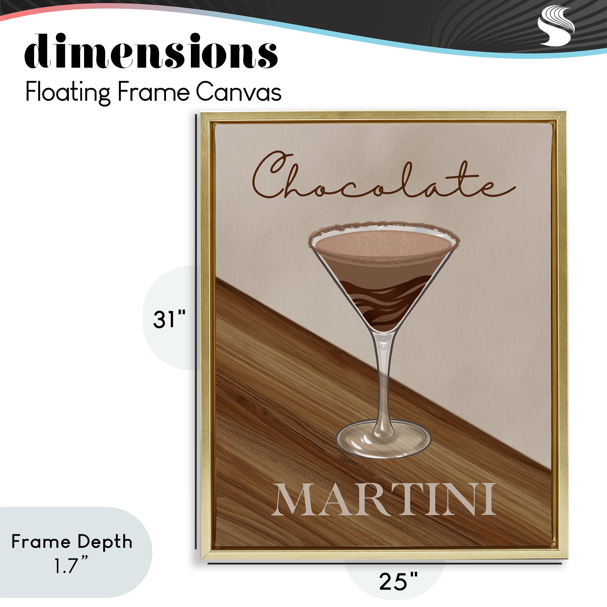 Stupell Industries Chocolate Martini on Brown Gold Framed Floater Canvas Wall Art, design by Marcus Prime