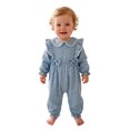 thumbnail image 2 of Loicainy Infant Baby Girl Fall Romper 3 6 12 18 Months Ruffle Long Sleeve Doll Collar Lace Trim Jumpsuit, 2 of 9