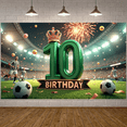 thumbnail image 3 of Green Crown Birthday Banner Colorful Balloons Soccer Theme Party Decoration for Sports Event Kids Celebration Indoor, 3 of 9