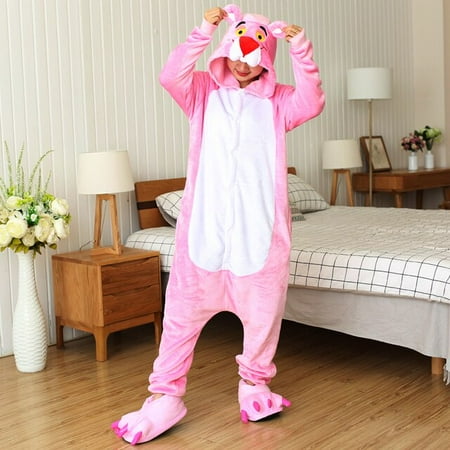 

CoCopeanut New Winter Women Men Unisex Adults Cartoon Onesie Animal Pajamas Unicorn Stitch Panda Panther Kigurumi Flannel Nightie Sleepwear
