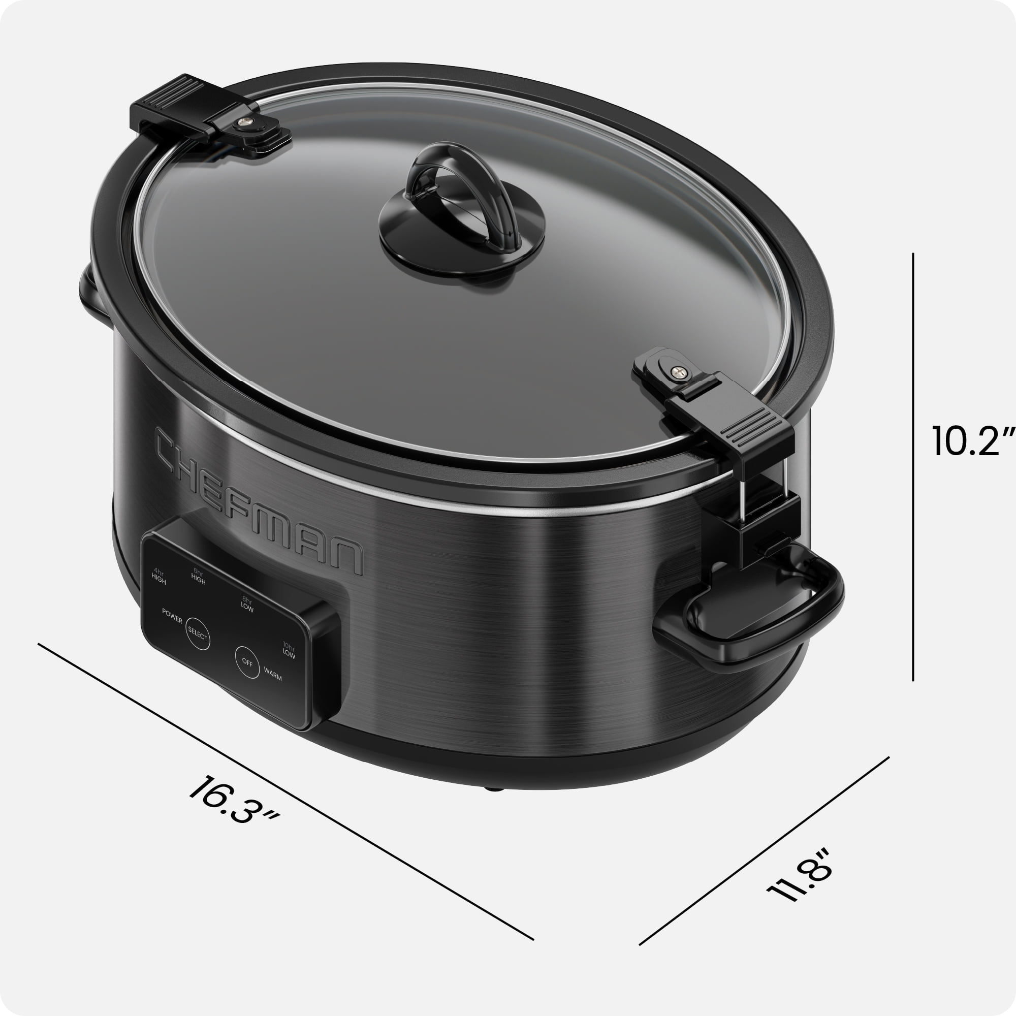 Chefman 6-Quart Easy-Set Slow Cooker with Locking Lid and Dishwasher-Safe Insert – Black