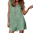 thumbnail image 2 of Pxiakgy jumpsuits for women Womens Suspenders Solid Color Button Strap Pocket V Neck Casual Women's Shorts womens jumpsuit one piece jumpsuit Green + XL, 2 of 5