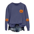 thumbnail image 2 of Oversized Print Sweatshirt with Bat and Moon Graphic Cozy Long Sleeve Pullover for Women's Halloween Party & Daily Wear, 2 of 4