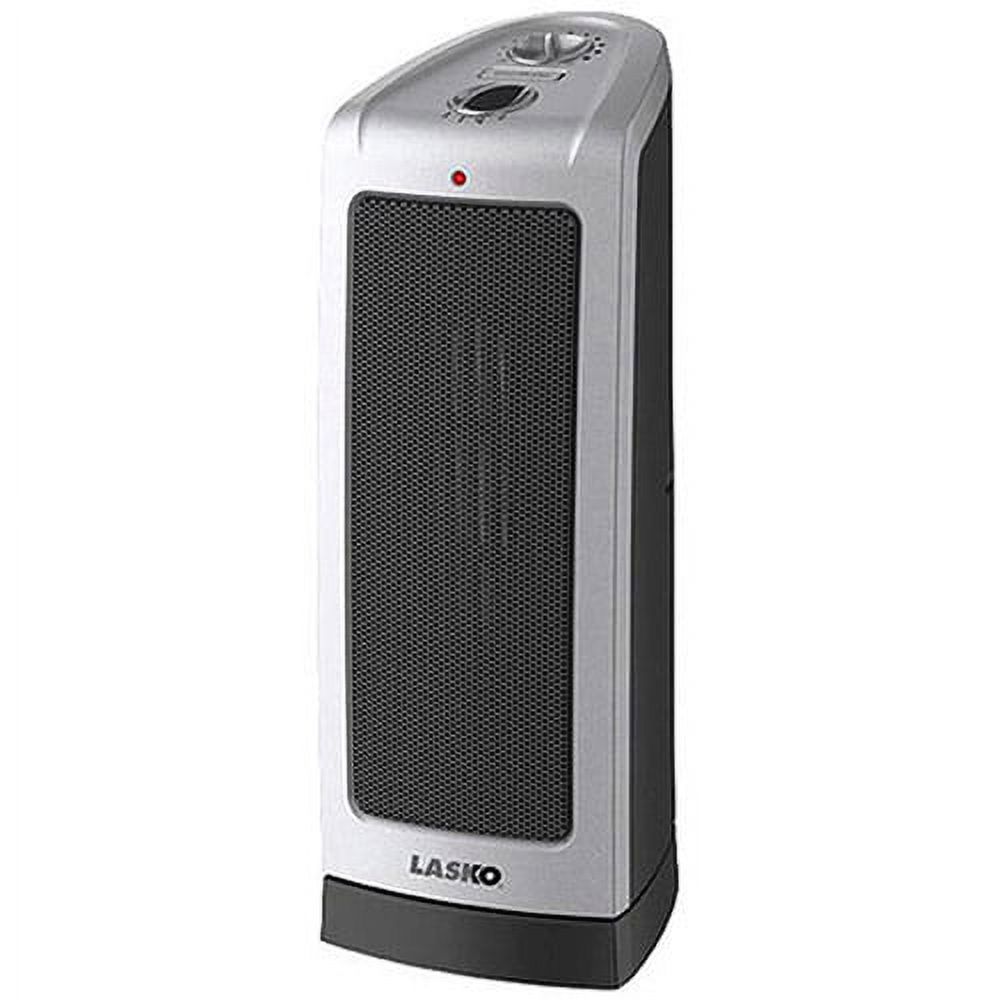 Lasko 16" 1500W Oscillating Ceramic Tower Space Heater with Thermostat, Silver, 5307, New - image 5 of 8