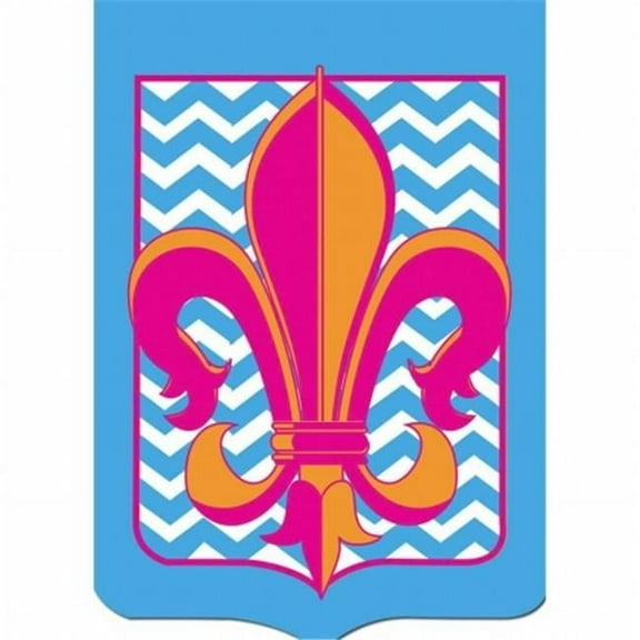 Blue Chevron Fleur De Lis Flag, Large