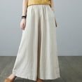 thumbnail image 5 of Wycnly Pants for Women Trousers for Women Fashion Drawstring Elastic Waist Loose Straight Leg Pants Vintage Cotton Linen Casual Ladies Long Pants with Pocket, 5 of 7