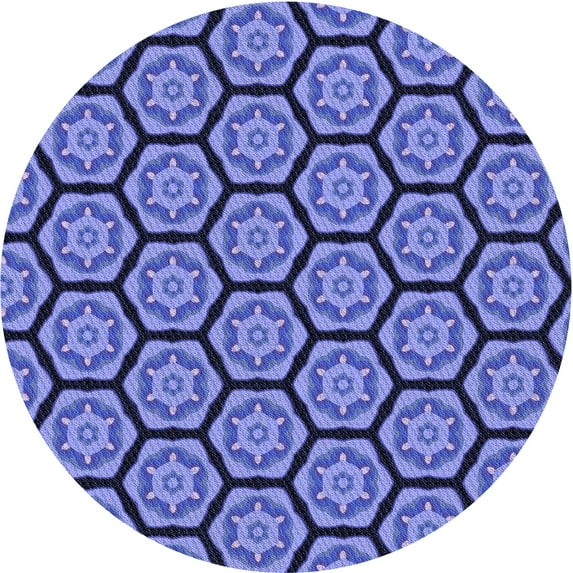 Ahgly Company Indoor Round Patterned Sky Blue Dress Blue Area Rugs, 4' Round