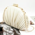 thumbnail image 2 of Kwuty Shell Clutch Evening Bag for Women Satin Pleated Purse Wedding Clutch Formal Party Handbag with Chain, 2 of 7