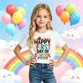 thumbnail image 2 of Curuila Toddler Child Girls Tshirt Short Sleeve Letter Print Crew Neck Tops For Girls Everyday Wear Soft Casual Tee Size 4-5 Years, 2 of 4