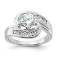 thumbnail image 3 of Auriga Fine Jewelry 925 Sterling Silver Rh-plated Polished CZ Bypass Ring for Women, 3 of 6