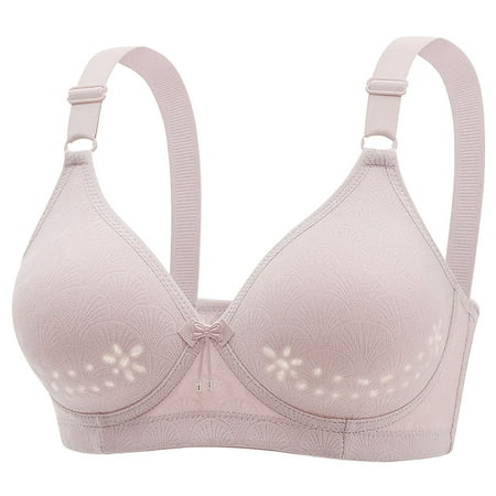 Gvdentm Women s Front Closure Bras Plus Size Underwire Printing Back Support Plunge Seamless Bra(Light Purple 40)