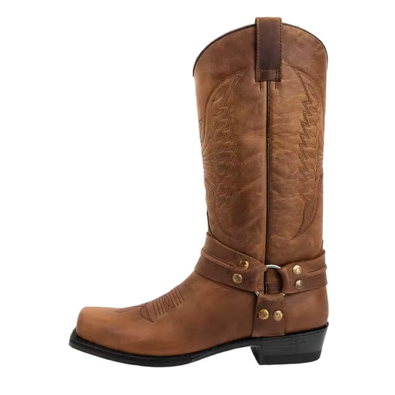 Men's Boots Handmade Men's Embroidery Thick Heel Mid-tube Boots Western Cowboy Boots