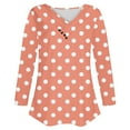 thumbnail image 6 of YUGYXL Tops for Women Long Sleeve Polka Dots Printed V Neck T Shirt Fall Casual Button Pullover Fashion Daily Shirts Orange XL, 6 of 7