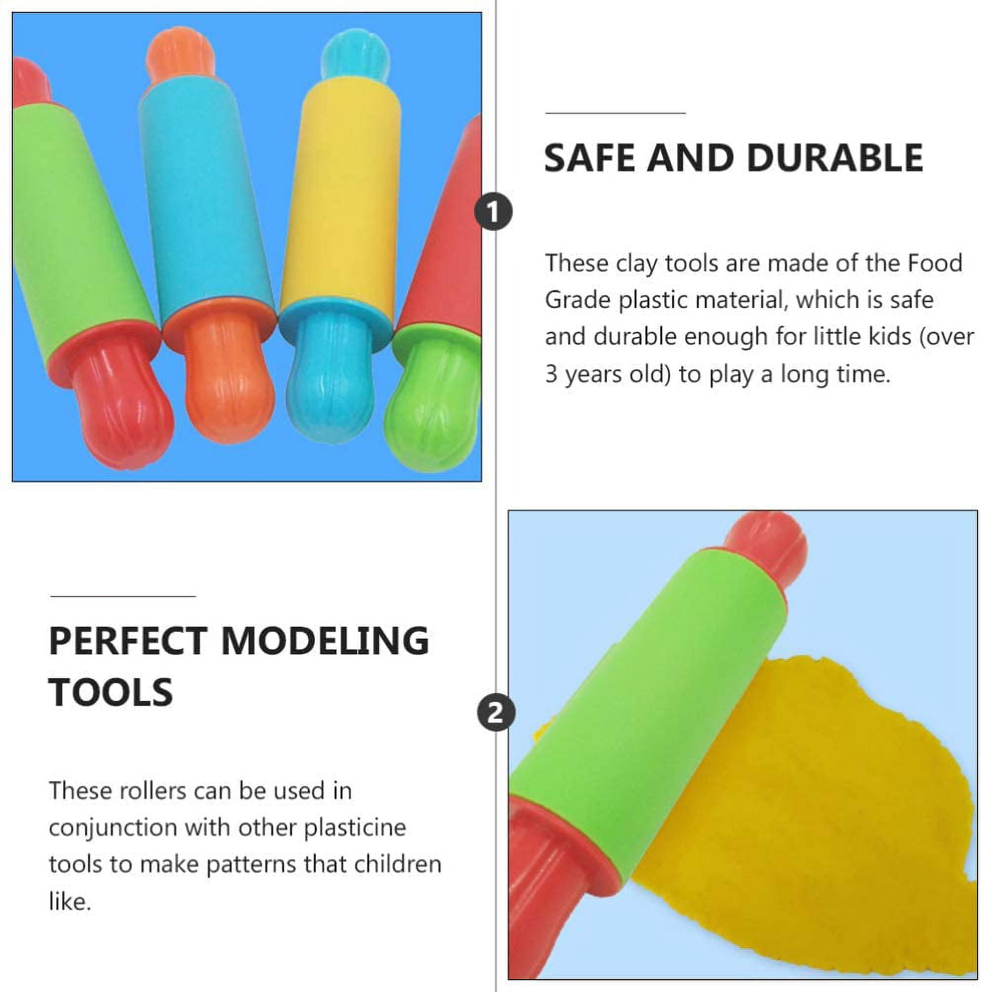 PINXOR 7pcs Funny DIY Plastic Handheld Roller Art Clay Toy Clay Rolling Pin Dough Tool for Children (Random Color), Kids Unisex, Size: 22