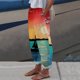 thumbnail image 3 of Pantalones de yoga Gibobby sueltos informales con bolsillos y cintura elástica estampado de puesta de sol en la playa Rojo M, 3 of 4