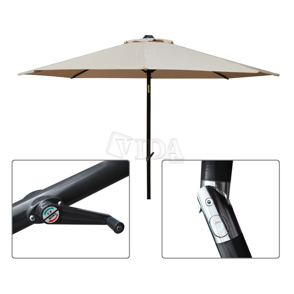 6ft Outdoor Umbrella Beige Polyester Cover For Garden Yard Pool Patio Aluminium