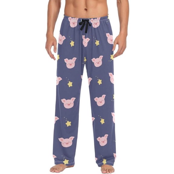 GZHJMY Pig Pajama Pants for Men, Lounge Pants Lightweight Men Pajama Bottoms with Drawstring Pockets, Christmas New Year Birthday Gifts, X-Large