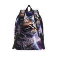 thumbnail image 2 of Hirioo Purple Moon Cat Canvas Backpack, Durable Travel Backpack with Multiple Compartments,Large Capacity, Backpack for School, Hiking, Work, 2 of 7