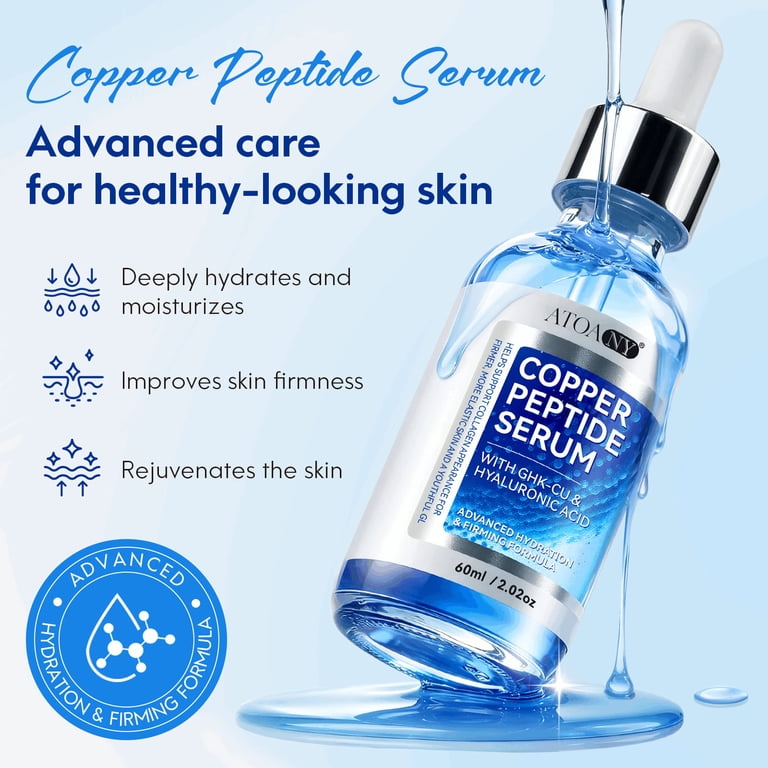ghk cu serum review Atoany Facial with GHK-Cu & Hyaluronic Acid, Hydrating Face Serum for Firmer-Looking Skin, Fragrance-Free, 60mL, Size: 60mL(1Pack) Cu (Copper Tripeptide Buy Tesamorelin & CJC-1295 ASI 4-pack 10ml Item Type:Liquid