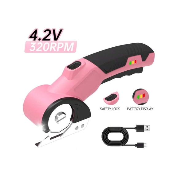 Cordless Electric Scissors and Rechargeable High Speed Cardboard Cutter, 4V Heavy Duty Power Rotary Cutter for Fabric,