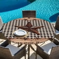 thumbnail image 6 of Texas Star Plaid Round Tablecloth, Fitted Table Cover with Elastic for 45"-54" Round Tables, Farmhouse Black Brown Texas Vintage Table Cloth Outdoor Indoor Dinning Party Waterproof Tablecloths, 6 of 7