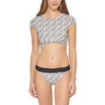 thumbnail image 4 of DKNY NEON LOGO SOFT WHITE Cropped Logo-Print Bikini Swim Top, US Small, 4 of 4