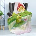 thumbnail image 4 of Animal Soft Flannel Fleece Throw Blanket, Illustration of Frog on Water Lily with Mushrooms on the Background Nature Lake, Cozy Plush for Indoor and Outdoor Use, 50" x 70", Multicolor, by Ambesonne, 4 of 5