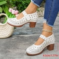 thumbnail image 6 of Dakaela Women’s Closed Toe Sandals Chunky Block Heel Slip On Dressy Summer Shoes Breathable Hollow out Walking Work Pumps (10.5,White), 6 of 9