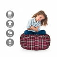 thumbnail image 2 of Checkered Storage Toy Bag Chair, Symmetrical Lines Squares Geometric Old Tartan Inspired Design Print, Stuffed Animal Organizer Washable Bag, Large Size, White Black Pink, by Ambesonne, 2 of 3