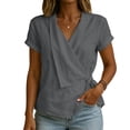thumbnail image 3 of TGSLY Adjustable Wrap Side Tie Tops for Women Breathable Soft V Neck Short Sleeve Blouses Loose Fit Dressy Casual Solid Color T-Shirts XXL, 3 of 8