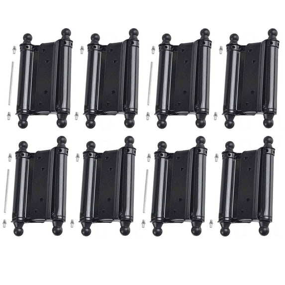 Double Action Spring Hinge, Self Close, Cafe Door Hinge, Saloon Door Hinge, Swinging Door Hinge, Black Finish 4" 4PAIR(8PCS)-PACK IN PP BAG,WITH SCREWS