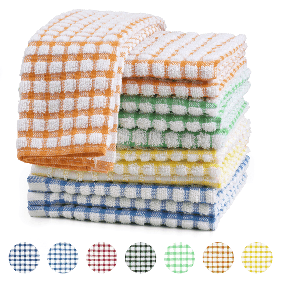 Xmushyra Dish Cloths, 100% Cotton Waffle Weave Kitchen Dish Towels, Soft Absorbent Dish Rags for Washing Dishes, Quick Dry Kitchen Cloths, 12 x 12 inch, 12 Pack