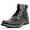Black, variant on Men's Motorcycle Combat Oxford Boot Fur Lining Warm Zipper Riding Boots Leather Waterproof Casual Ankle Shoes