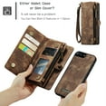 thumbnail image 2 of For iPhone 8 Plus, iPhone 7 Plus Wallet Case,Multi-Functional Retro Leather Purse Flip Cover Zipper Wallet Case with Removable Card Slots Pocket & Detachable Wrist Strap Magnetic Phone Case, Darkbrown, 2 of 9