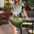 thumbnail image 3 of Rateoe Prairie Pasture Cow Pattern Women’s Short Sleeve Dress – Casual Elegant Summer A-Line Dress for Everyday Wear, 3 of 6