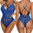 thumbnail image 2 of Eashery Women Teddy Lingerie One Piece Lingerie Womens Pajama Sets Shorts Blue XL, 2 of 5