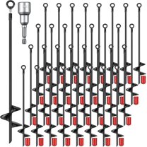 12 Pcs 18 Inch Ground Anchor Spiral Blade Heavy Duty Earth Anchors Swing Set Metal Shed Kit for Garden Securing Trees Tents Trampoline Canopies Shelters (Black)