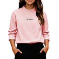 thumbnail image 2 of Girls Warm Undershirts Fleece Crew Neck Loose Fit Pullover Soft Long Sleeve Fall Winter Casual Outfits Pink 9-10Years, 2 of 6