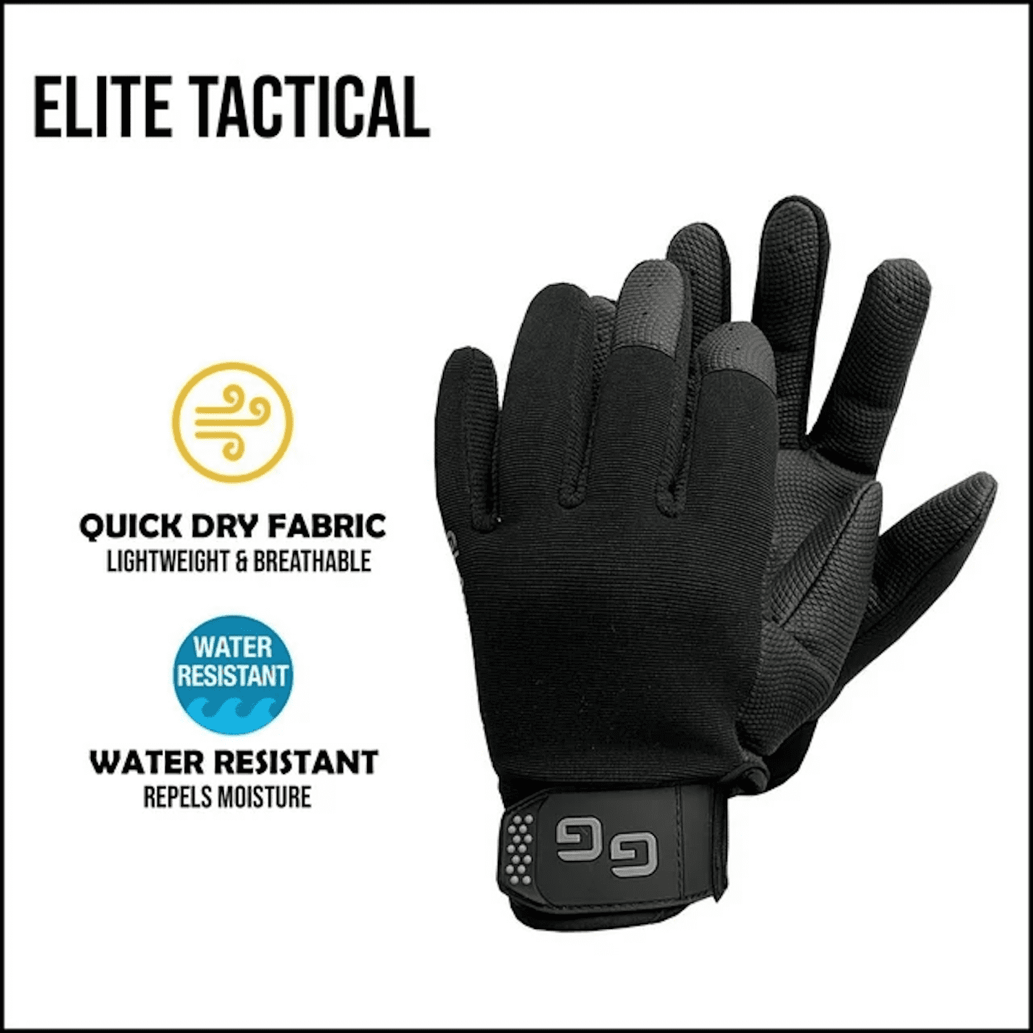 Glacier Outdoor Elite Black Durable Water-Resistant Form Fitted Vented Hunting Gloves, M