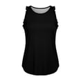 thumbnail image 6 of Athletic Tank Tops for Women Crewneck Sleeveless Ruffle Racerback Workout Yoga Top Casual Loose Running Athletic Tee Shirts Black M, 6 of 7