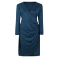thumbnail image 7 of Plus Size Wrap Dresses for Cocktail Party, Womens Sexy V Neck Bodycon Wrap Dress Long/Short Sleeve Midi Sheath Dress, 7 of 7