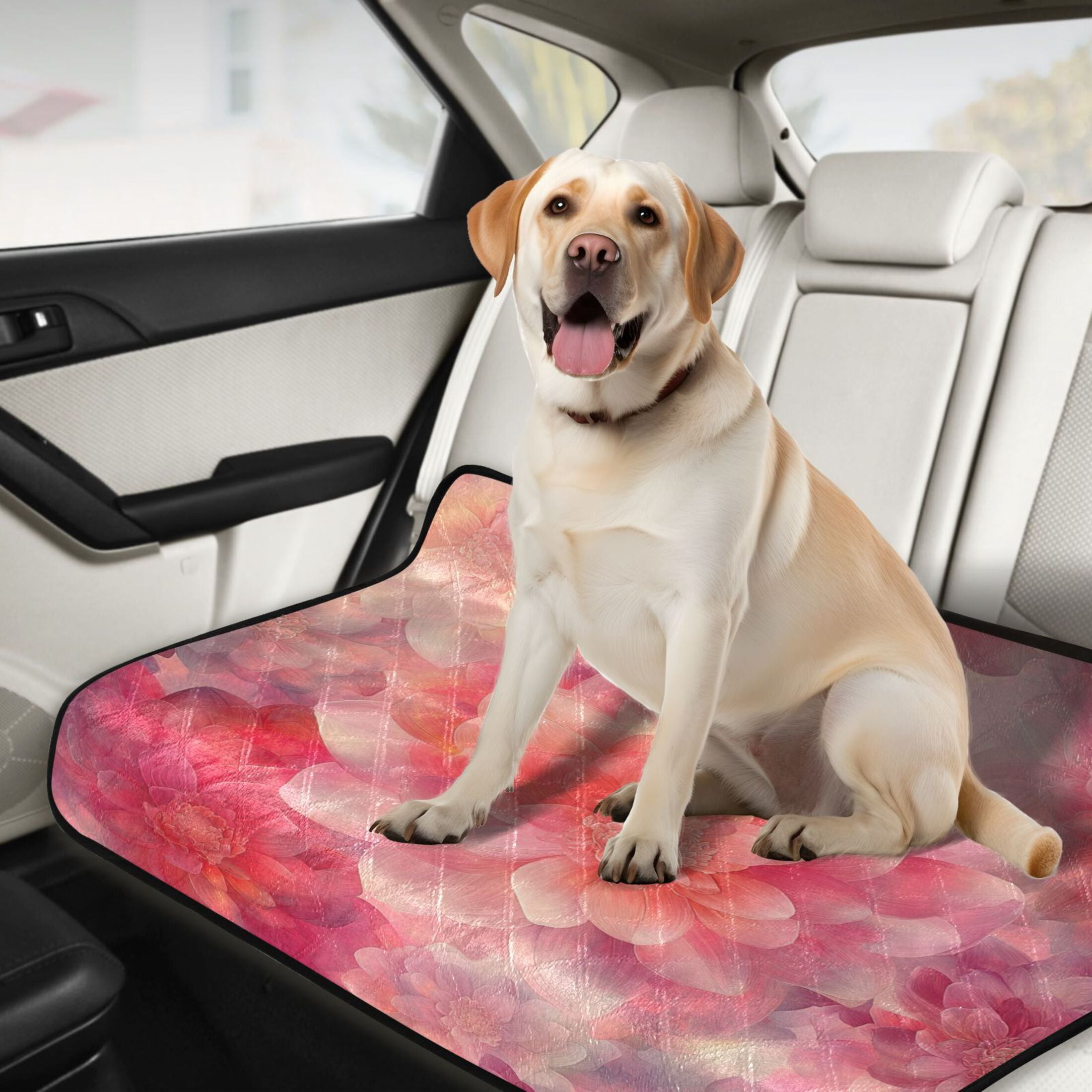 Qxltty Transparent Red Flower Cat litter Pads Pet Set of 3 Diaper Mats Center Anti-leakage Layer Absorbent Soft and Comfortable