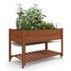 thumbnail image 1 of QinaQin Cama de cultivo elevada de madera con patas reforzadas, ruedas resistentes, diseño de protección contra animales y repisa inferior para jardín, patio o balcón, 1 of 7