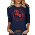 thumbnail image 3 of TaTaai Ladies 2026 New Year Festival Print 3/4 Sleeve Round Neck Blouse Casual Top Holiday Celebration Party Attire Gift, 3 of 5
