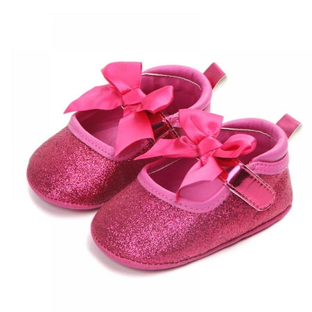 

0-18M Baby Moccasins with Rubber Sole&Soft Sole - Flower Print PU Leather Tassel Bow Girls Ballet Dress Shoes for Toddler