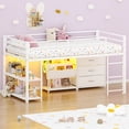 thumbnail image 4 of Zimtown Twin Size Low Loft Bed with Storage Drawer and Shelf, Floor Bunk Bed Frame with LED Light, White, 4 of 10