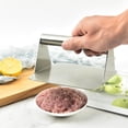 thumbnail image 3 of Prensa de hamburguesas Soledad manual de 2 piezas acero inoxidable, 3 of 10